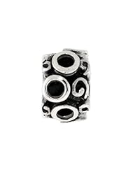 Sterling Silver Bubble Barrel Bead Charm for most Charm Bracelets