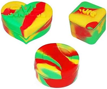 1 Rasta Color Cure Cube Evil Bundles Heart and Dw Jar Non-stick Shatter Concentrate Silicone Jar Container