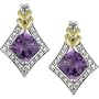 1/6ct Diamond and Amethyst Earrings in Sterling Silver and 10k Yellow Gold