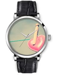 SPRAWL Aanalog Fashion Series Silver Ladies Watches of Genuine Black Leather Strap,Unique Wrist Watch for Women Girls Designed with hanging heart