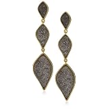 Marcia Moran Titanium Druzy Stone Triple Leaf