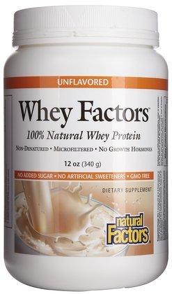 Natural Factors Whey Factors 100% Natural Protein, Unflavored, 12 oz (Pack of 2)