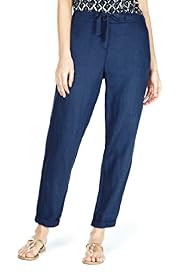 Pure Linen Peg Leg Trousers
