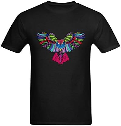 FantasyArtic Men's Psychedelic Northern Hawk Colorful Owl Twilight Hours Design T-Shirt - Cool T-shirt US Size XS
