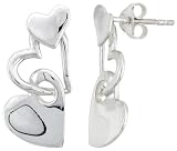 Sterling Silver Heart Post Earrings, 7/8 (22mm)