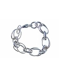 White 925 Italian Sterling Silver Chain Link Bracelet; Rhodium Plated