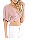 Milumia Women's Sexy Deep V Neck Short Sleeve Crop Tops