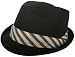 Packable Bamboo Fedora Snap Brim Crusher Trilby with Pleated Striped Hat Band Water Resistant Travel Cap Black UBI Fitted