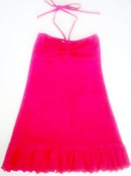 Juniors Terry Bandeau Halter Dress with Ruffle Bottom