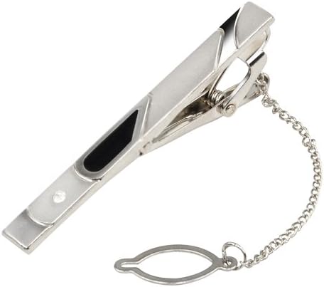 Radical Deal Formal Style Simple Necktie Tie Bar Clasp Clip Pin With Chain