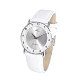 MC - 10558 - Montre Femme Quartz Analogique - Bracelet Cuir Blanc (Import Allemagne)