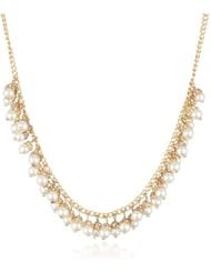 Anne Klein "Sharrots" Gold-Tone, White, and Crystal Collar Necklace, 17"