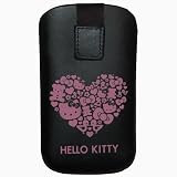 Hello Kitty - Etui à languette noir/c?ur pour SAMSUNG WAVE II S8530 - Mobile Avenue