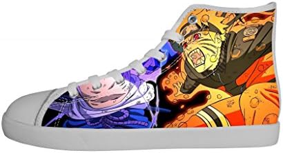 Girl's Fashion Sneakers Casual Cartoon NARUTO Hokage White Low Top Canvas Shoes
