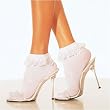 3013 WHITE Lace Ruffle Nylon Anklet