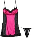 Cinema Etoile Women's Stretch Satin With Mesh Babydoll - 614371