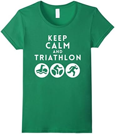 Women's Keep Calm and Triathlon - Premium Cotton T-Shirt Small Kelly Green