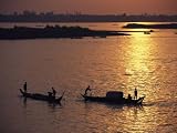 Boats Silhouetted on the Mekong River at Dusk, Phnom Penh, Cambodia Photographic Poster Print by Steve Raymer, 16x12