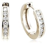 14k White Gold Round Diamond Huggie Hoop Earrings 1/2 CT (0.50 cttw, I Color, I1-I2 Clarity)