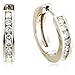 CERTIFIED 14k White Gold Round Diamond Huggie Hoop title=