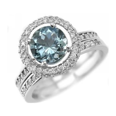Aquamarine Engagement Ring with Wedding Band