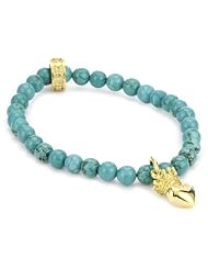 King Baby 6mm Turquoise Bead Bracelet with 18K Vermeil 3D Crowned Heart