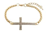 Gold Iced Out Cross Adjustable Link Bracelet Shamballah