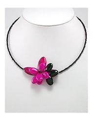 Flower Dyed Mother of Pearl Necklace In Zinc