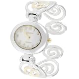 Geneva Platinum Polished Swirl Cuff Watch by Geneva