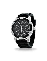 Bling Jewelry Geneva Womens CZ All Black Dial Silicone Rubber Watch