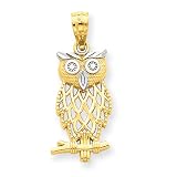 14k and Rhodium Owl Pendant