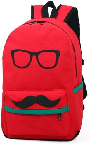 New Cool Red Funny Mustache Laptop Book Backpack Fashion Bag
