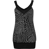 FULL TILT Zebra Print Womens Top - Grey