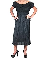 Sexy Cotton Cap Sleeves Vintage Peasant Dress 