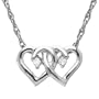 14k White Gold Double Heart Pendant with Diamond-Accent