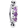 Silver 925 Top Down Amethyst Austrian Crystal Eyebrow Ring