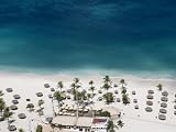 Aerial of Bucuti Beach Resort Restaurant on Eagle Beach Art Photographic Poster Print by Holger Leue, 16x12
