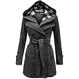 Envy Boutique Women's Military Button Hooded Fleece Belted Jacket