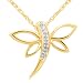 10k Yellow Gold Dragonfly Diamond Pendant (0.05 cttw, I-J Color, I2-I3 Clarity), 18"