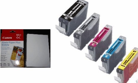 5 New Compatible print ink cartridge (for Cannon #5 & #8 including 1 Big Black, 1 small black, 1 Cyan, 1 Magenta, 1 Yellow) used for Canon PIXMA MP500 MP530 MP600 MP800 iP4200 iP4300 iP4500 iP5200 iP5200 all-in-one AIO multifunction inkjet copy/fax/scanner/printer/copier machine listed by Photosharp ribbon and toner