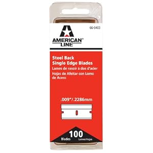 American Safety Razor 66-0403 Single Edge 0.009 Steel Back Razor Blades Box, 100-Pack by