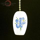 Pair Blue Porcelain Blue Lilly Ceiling Fan Pulls
