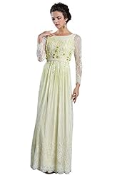 A-line  Beaded Sheer Lace 3/4 Sleeves Floor Length Chiffon Mother-of-the-Bride Dress/Prom Dress/Wedding Party Dress  With Pearls
