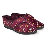 Womens/Ladies Flower Design Indoor Footwear/Slippers with Velcro Strap