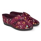 Womens/Ladies Flower Design Indoor Footwear/Slippers with Velcro Strap