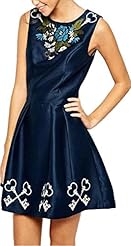 Bubble Dress Knee Length Pleated Vintage Summer Sleeveless Round Neck  Dress