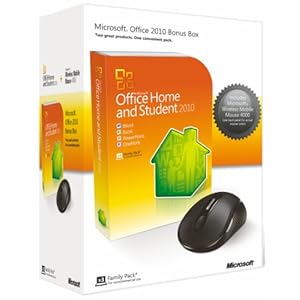 Microsoft Office 2010 Home and Student, 3 Users and Microsoft Wireless Mobile Mouse 4000 Bundle (PC)