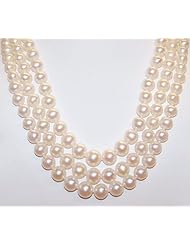 Dramatically poetic 14kt Yellow Gold Freshwater Pearl 3-row Necklace 17", 18" And 19" in Gift Box