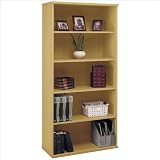 Bush Furniture Series C Open Double 5 Shelf Wood Bookcase in Light Oak
