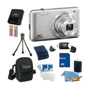 Olympus 16 GB Kit VG-160 14MP 5x Opt Zoom Silver Digital Camera - Silver